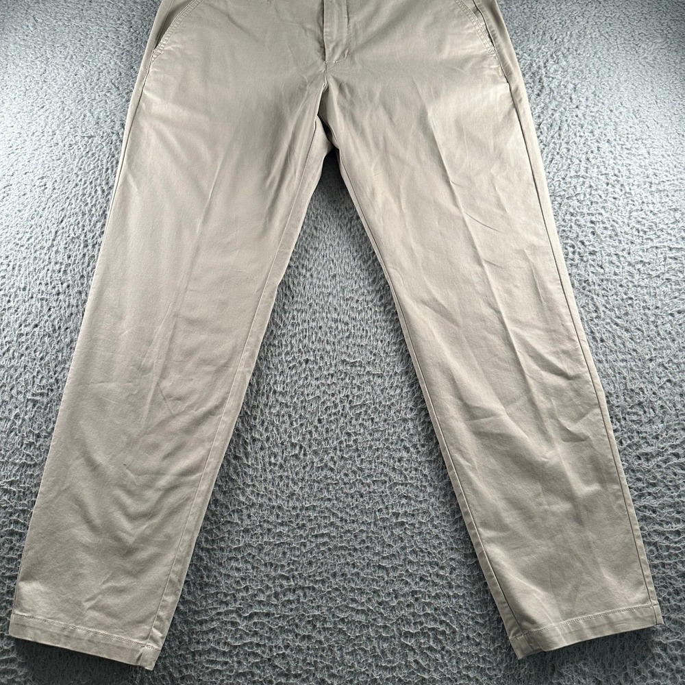 Perk Chino Pants Mens 36x30 Slim Fit Stretch Khaki Beige Flat Front Casual - Picture 3 of 12